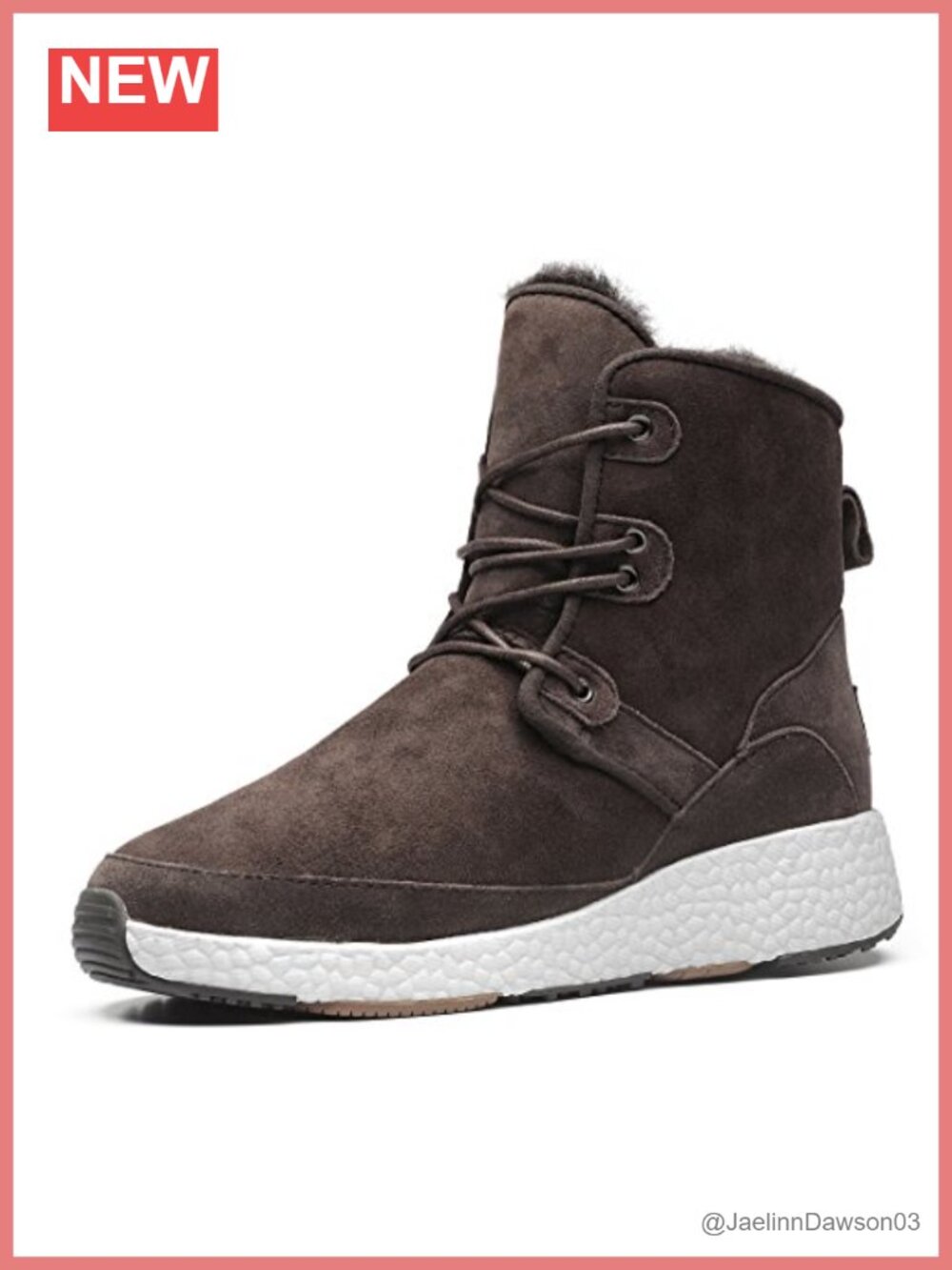 Suede Winter Snow Boots with Wool Insole Lace-Up Ankle Boots